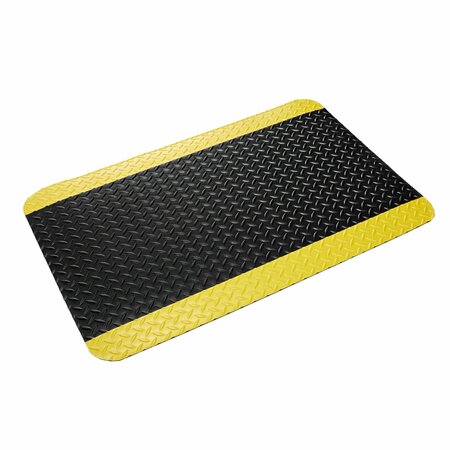 CROWN MATTING TECHNOLOGIES Workers-Delight Deck Plate 9/16-in. 2'x75' Black w/Yellow Borders WDR3824YB-75
